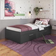 Cama Solteiro Tókio com 2 Portas Grafite  - Art In Móveis
