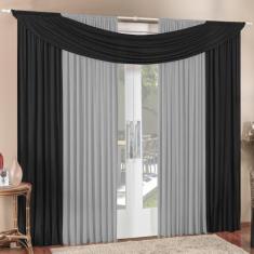 Cortina Tendência 2,00m x 1,70m para Varão em Malha Sala Quarto - Pret