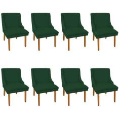 Kit 8 Cadeiras de Jantar Suede Verde Pés Palito - D'ROSSI
