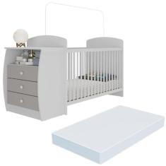 Berço Cômoda com Colchão Incluso Colinho de Mãe Multimóveis Mp4304 Branco/cinza
