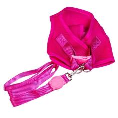 Coleira Peitoral Com Guia Aerado Para Cachorro Rosa P