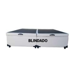Cama Box Baú Casal Bipartido Blindado Sintético Branco