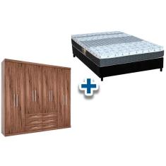 Cama Box Casal + Colchão Class Castor + Guarda Roupa Master 8.6 Demolição