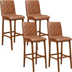 Kit 04 Banquetas Altas Cozinha De Jantar Fixa Zoe B04 Camel