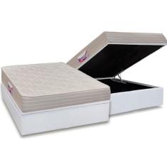 Cama Box Baú Casal: Colchão Espuma Herval Top + Base Crc Courano Branco(138X188)