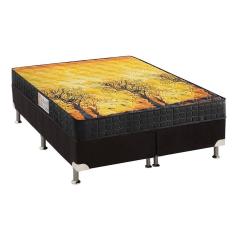 Cama Box Queen: Colchão Anatômico Anjos D28/Ep Pantanal + Base Crc Suede Black(158X198)