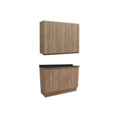 Cozinha Modulada Completa Maxxi 3 Peças (1Aéreo+1Balcão+1Complemento) C3P10 Nogal/Preto Brilho - Kappesberg