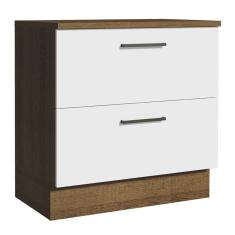 Balcão 80Cm 2GVT Rustic/Branco Agata Madesa Rustic/Branco