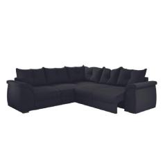 Sofá De Canto 5 Lugares Retrátil Qatar Suede Preto Preto - SELMER ESTO