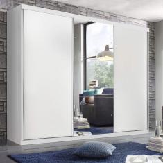 Guarda Roupa Casal com Espelho 3 Portas de Correr 4 Gavetas Barcelona Espresso Móveis Branco