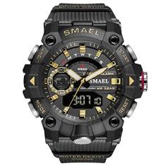 Relógio de Pulso Masculino novo Smael Cronômetro 8040 Militar à prova d´água (Dourado)