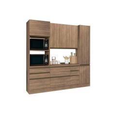 Cozinha Completa Maxxi 5 Peças (1 Armário + 1 Balcão + 2 Paneleiros + 1 Complemento) C5p27 Nogal