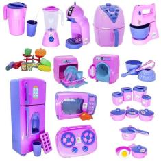 Kit cozinha infantil rosa fogão air fryer legume jarra 41pç