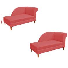 Kit 02 Recamier  Decorativa  Judi Pé em Madeira  2 Lugares Sala de Est