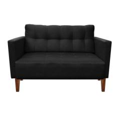 Sofá Retrô Namoradeira 2L Livia Suede Preto - DROSSI