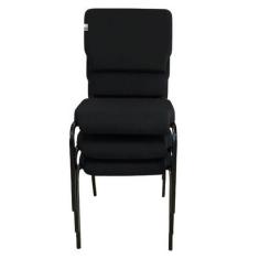 03 Cadeiras Empilhável para Igrejas Evangélicas Linha Church Preto
