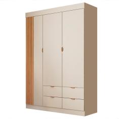 Guarda Roupa Infantil Detalhe Ripada 3 Portas Ayla Off White - Phoenix