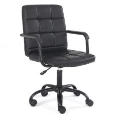 Cadeira de Escritório Secretária Giratória Fitz Repuxada Preta - Mobly