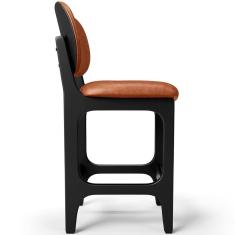 Banqueta Baixa Bar Cozinha E Sala De Jantar Fixa Betta L02 Preto Couríssimo Camel - Lyam Decor