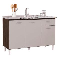 Balcão de Pia 120 cm Chocolate Off White - Poquema 