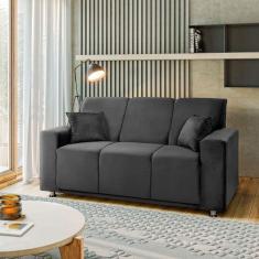Sófa 3 Lugares Fixo Tokyo Veludo Cinza Cinza - Speciale Home Cinza