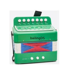 Acordeão, 8 teclas, 4 acordeões de baixo com alças para iniciantes, acordeão educativo, presente de instrumento musical, instrumento de acordeão para adultos Tamanho trabalhado: 17 x 18 x 10 cm, peso: