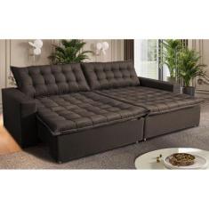 Sofá Sem Caixa Retrátil Reclinável 2,35m Cama inBox França Velusoft Ca