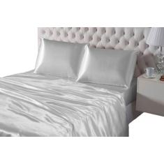 Lençol 4 peças casal queen seda lençol elástico - BruceBaby Bordados, 