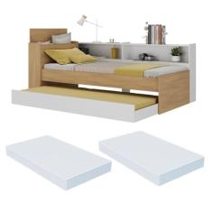 Bicama de Solteiro com Colchão Incluso Baú Embutido e Prateleira Multimóveis Mp4259 Rustic/branco
