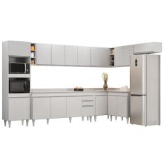 Armário de Cozinha Modulada de Canto 9 Peças CP05 Balcão com Tampo Branco - Lumil