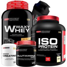 Kit Whey Protein Waxy whey 2Kg + Iso protein 2Kg + Creatina 100g + Glutamina 300g + Coq - BB-Unissex