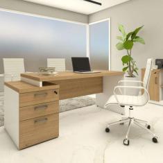 Mesa Escritório Executiva 170cm a 192cm 3 Gavetas Pé Painel F5 - F5 Of