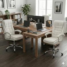 Kit 2 Cadeiras De Escritório Big Presidente Pillow Top Brancas