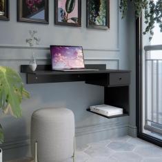 Escrivaninha Suspensa Notbook Gaveta Luxo Preto - Comprar Moveis em Ca