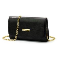 Bolsa Clutch Feminina Pequena com Repartiçoes e Alça de Corrente-Feminino