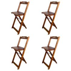 Kit 4 Banquetas Bistrô Dobrável Madeira Jack Imbuia Cor: Marrom