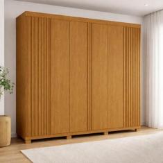 Guarda-roupa Casal Ripado 6 Portas 6 Gavetas 100% MDF 230cm Magnólia E