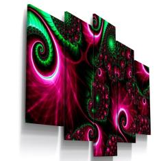 Quadros Decorativos Espectral Rosa Abstrato Sala 