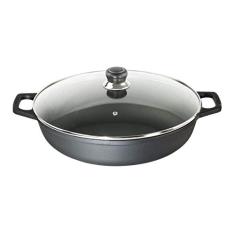 Paella Ferro Fundido Alça Ferro Tampa Vidro Santana 26 Cm