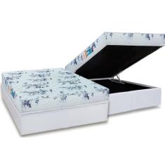 Cama Box Baú Casal: Colchão Espuma Luckspuma D28 Celebrity Pro + Base CRC Courano White(138x188)