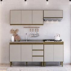 Cozinha Modulada 4 Peças 2 Aéreos 2 Balcões Margarida Mel/Arenas