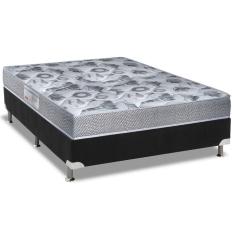 Cama Box Viúva: Colchão Anatômico Ortobom D28/EP Fort Tech ISO 60 + Base CRC Suede Black(128x188)