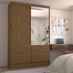 Guarda-Roupa Infantil Cameron 2 Portas de Correr 6 Gavetas com Espelho