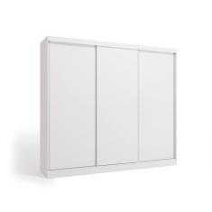 Guarda-Roupa Casal 100% MDF Kappesberg 3 Portas de Correr 8 Gavetas Branco