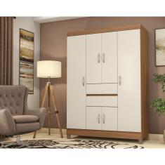 Guarda Roupa Solteiro 6 Portas e 2 Gavetas Ecom II Café Touch - Demóbile