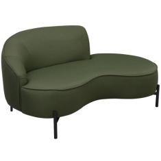 Sofá Curvo 2 Lugares 150cm Braço Dir. Thommy Pés Preto Linho Verde - N