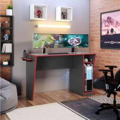 Mesa Gamer Cyber Candian Grafite Com Vermelho Jcm