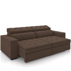 Sofá Retrátil Reclinável Para Sala De Estar Living 290cm Clara M03 Veludo Marrom - Lyam Decor