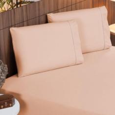 Jogo de Cama 400 Fios Ponto Palito 3 Peças Casal - CASA DONA, Salmão