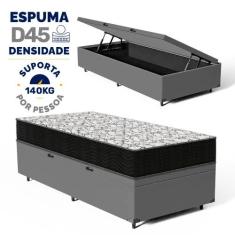 Cama Box Baú com Colchão de Espuma D45 Ortobom Airtech 150 88 cm, Cinz